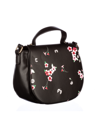  ΑΞΕΣΟΥΑΡ , Γυναικεία τσάντα Flower Μαύρη οικολογικό δέρμα - Kalapod.gr